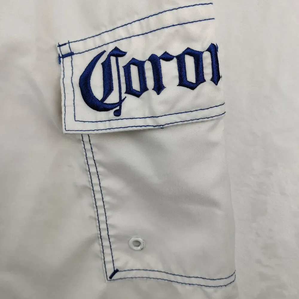 Corona Beer Board Shorts Mens Size 2XL 38 Blue White Colorblock Swim Suit VTG